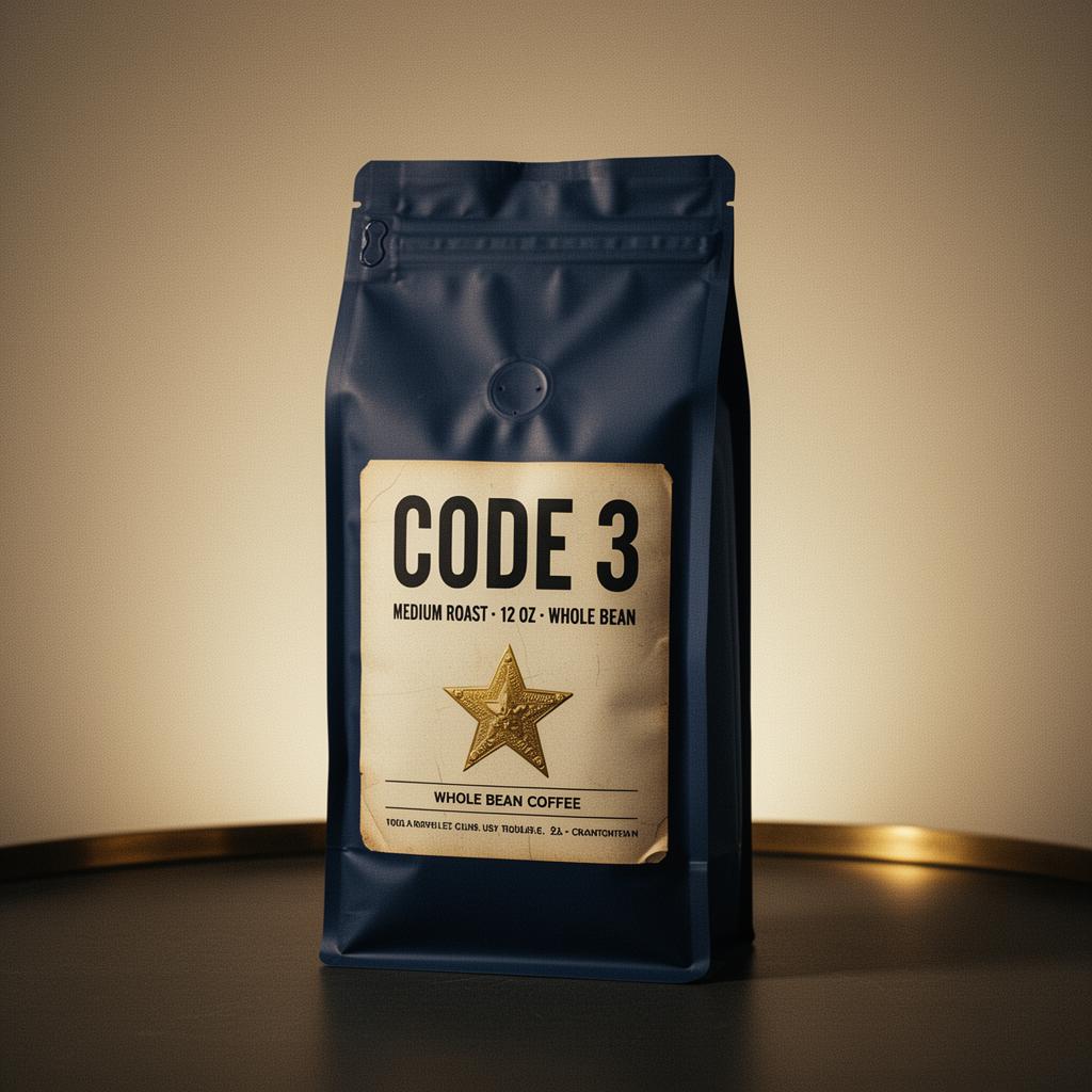 Code 3 medium roast coffee bag